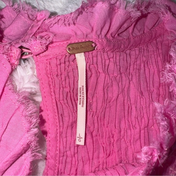 Free People Vibrant Pink Textured Dress Size Large Fully Lined Sleeveless - Picture 11 of 16